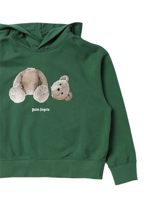 Green cotton sweatshirt for girls PALM ANGELS | PBBB003C99FLE001VERDE